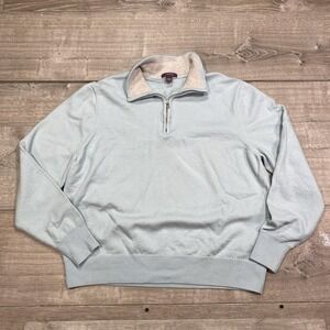 Aristo Sweater Mens Large‎ Light Blue Merino Wool Quarter Zip Pullover Casual